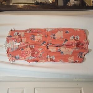 Floral Dress with Button Front Draw String Size Large